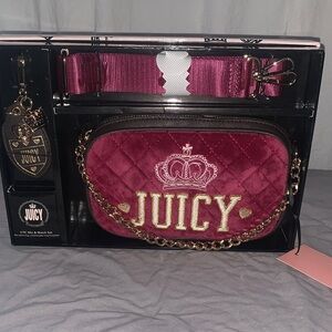 🆕- Juicy Couture Plum Berry Quilted Crossbody Bag With Charm & Strap